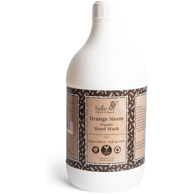 Rustic Art ORGANIC ORANGE NEEM HAND WASH | SOAP BASED | LIQUID REFILL PACK | 1100ML (1100ML) - Image 1